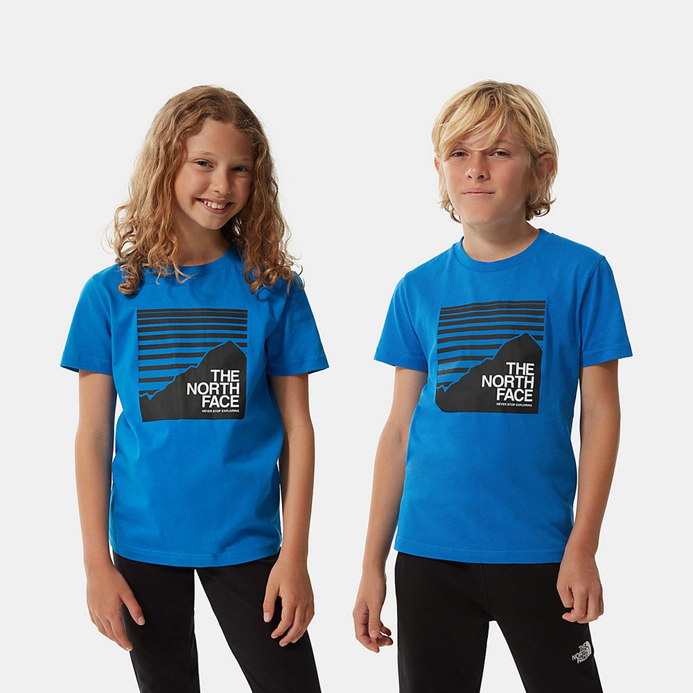 The North Face T-Shirts Youth Australia - The North Face Box Blue Never Stop Exploring (JZC-138704)